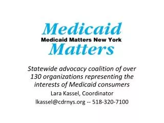 Medicaid Matters New York Guiding Principles for Meaningful Medicaid Redesign