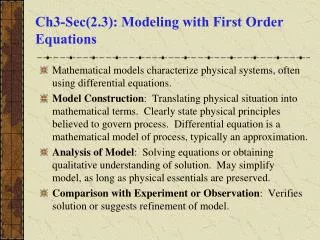 Ch3-Sec(2.3): Modeling with First Order Equations
