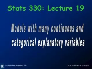 Stats 330: Lecture 19