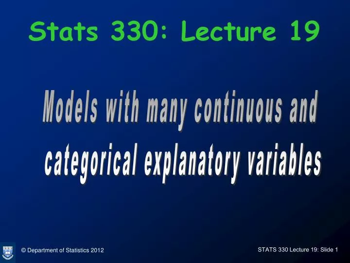 stats 330 lecture 19