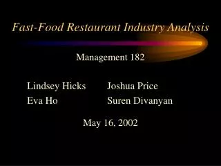 Fast-Food Restaurant Industry Analysis