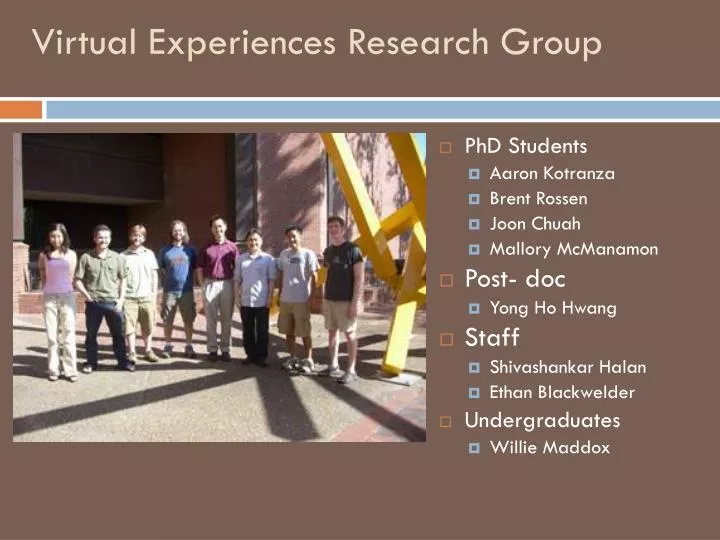 virtual experiences research group