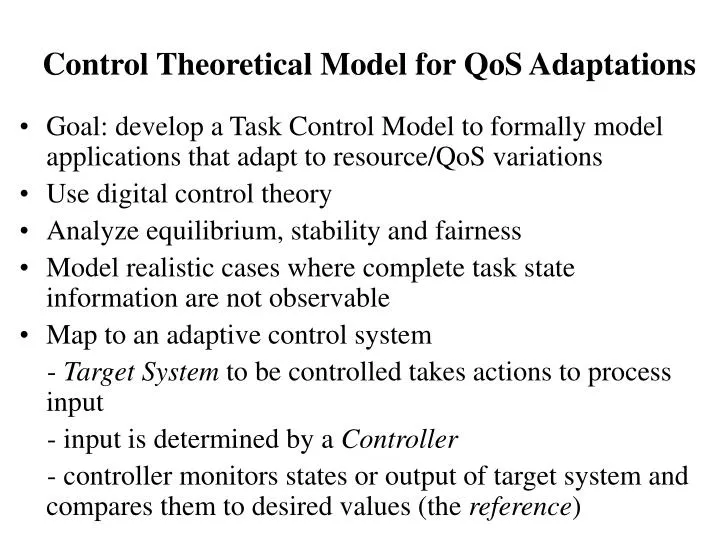 control theoretical model for qos adaptations