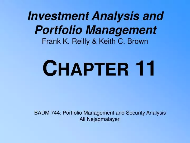 investment analysis and portfolio management frank k reilly keith c brown