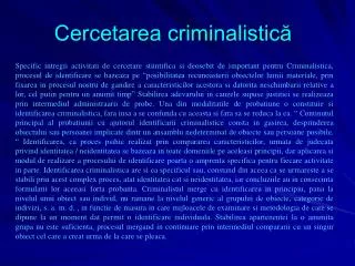 cercetarea criminalistic