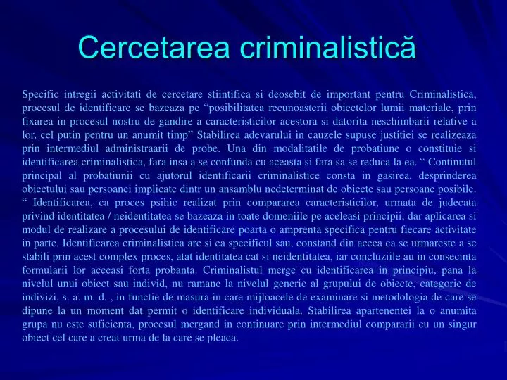 cercetarea criminalistic