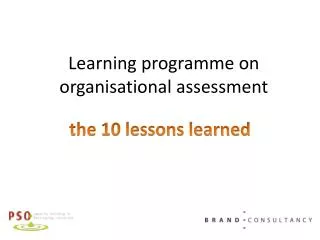 Learning programme on organisational assessment