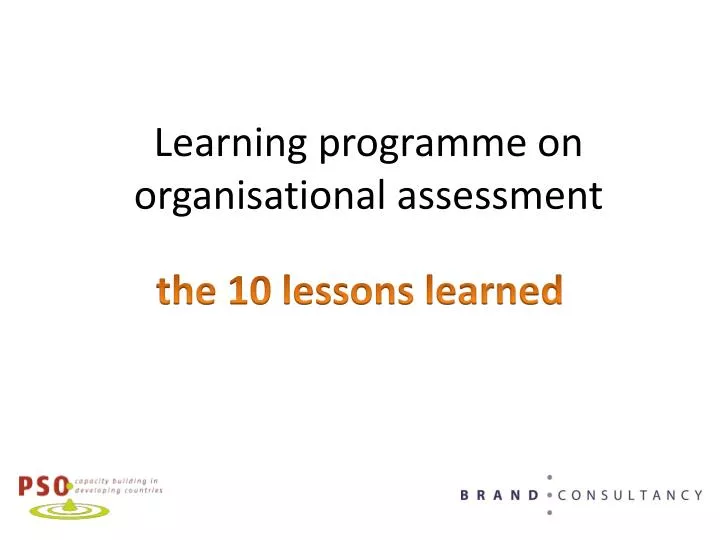 learning programme on organisational assessment