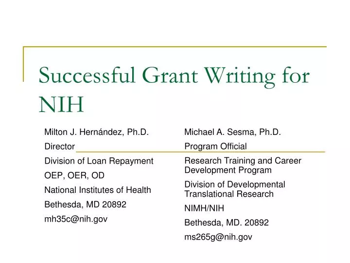 successful grant writing for nih