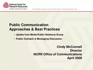 Public Communication Approaches &amp; Best Practices