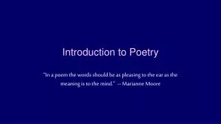 introduction to poetry