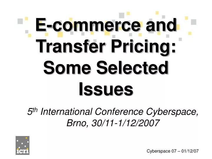 e commerce and transfer pricing some selected issues