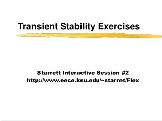 Transient Stability Exercises
