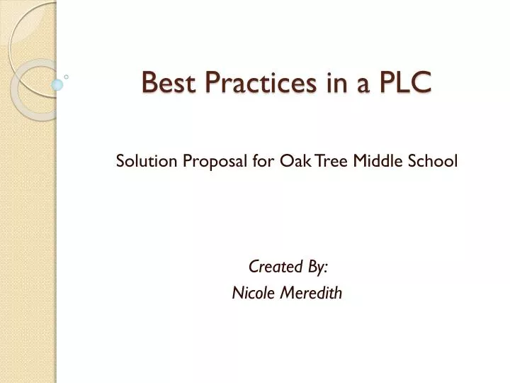 best practices in a plc