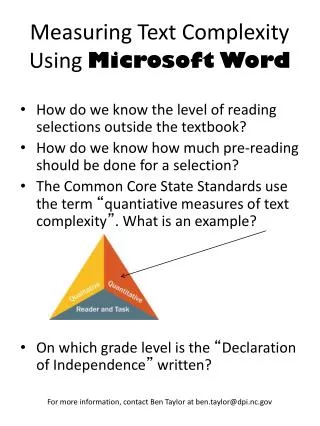 Measuring Text Complexity Using Microsoft Word