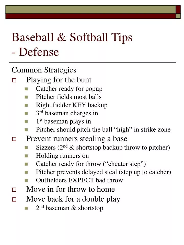 baseball softball tips defense