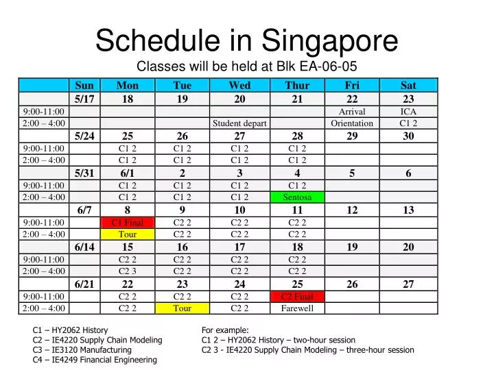 schedule in singapore classes will be held at blk ea 06 05