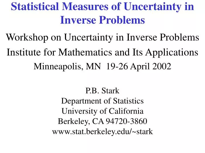 statistical measures of uncertainty in inverse problems