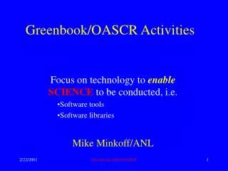 Greenbook/OASCR Activities