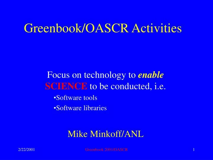 greenbook oascr activities