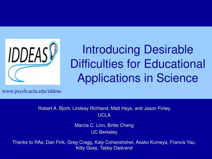 introducing desirable difficulties for educational applications in science