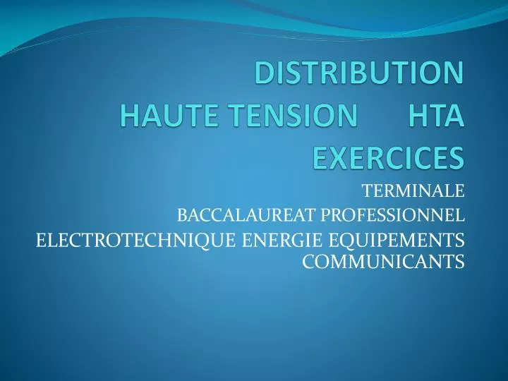 distribution haute tension hta exercices