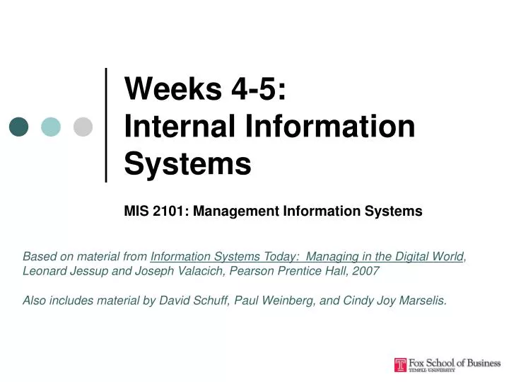 weeks 4 5 internal information systems