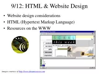 9/12: HTML &amp; Website Design