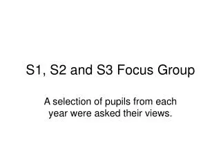 S1, S2 and S3 Focus Group