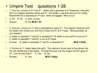Umpire Test questions 1-28