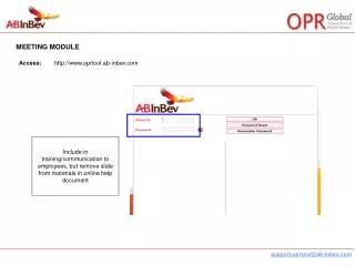 Access: 		oprtool.ab-inbev