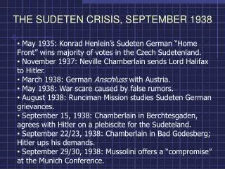 THE SUDETEN CRISIS, SEPTEMBER 1938