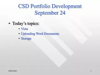 CSD Portfolio Development September 24