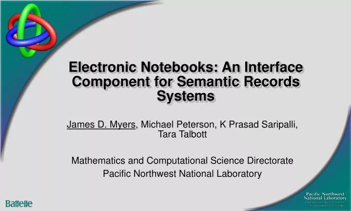 electronic notebooks an interface component for semantic records systems
