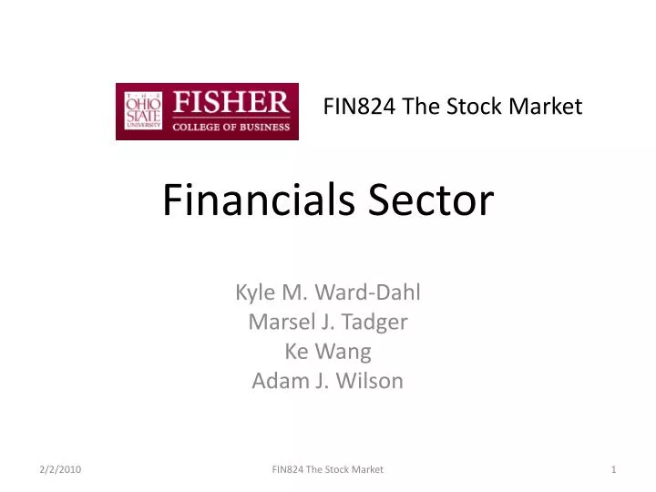 fin824 the stock market financials sector