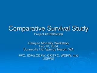 Comparative Survival Study Project #199602000