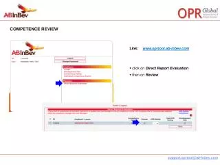 Link: oprtool.ab-inbev click on Direct Report Evaluation then on Review