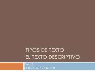 tipos de texto el texto descriptivo