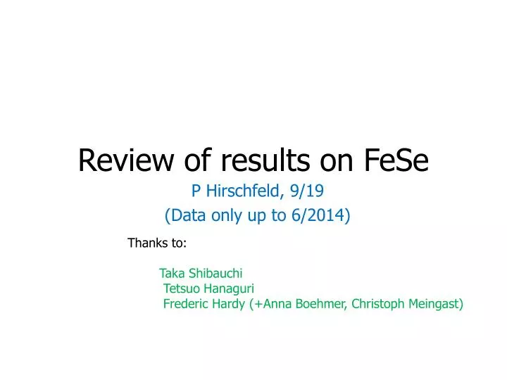 review of results on fese