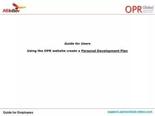 Guide for Users Using the OPR website create a Personal Development Plan