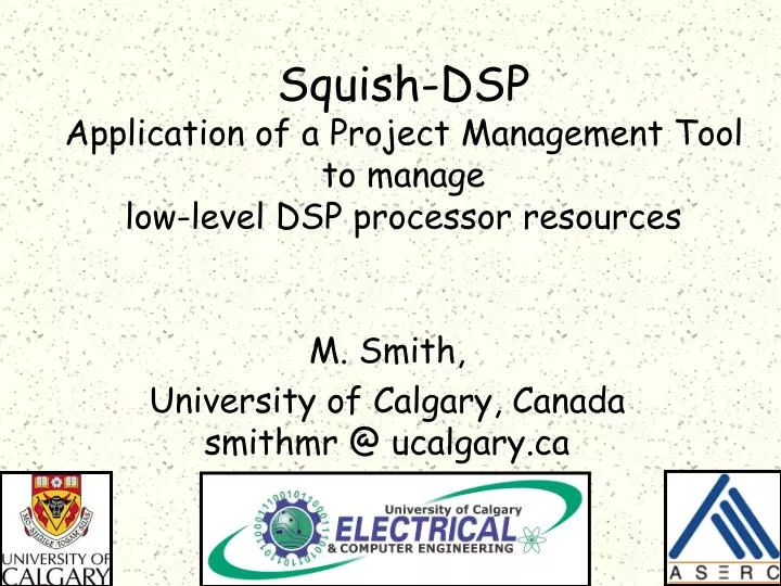 squish dsp application of a project management tool to manage low level dsp processor resources