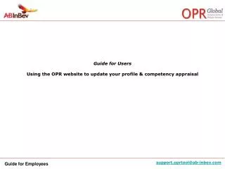Guide for Users Using the OPR website to update your profile &amp; competency appraisal