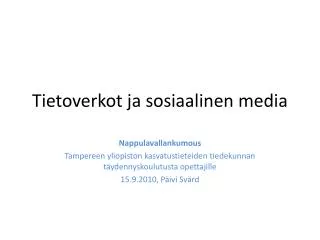 tietoverkot ja sosiaalinen media