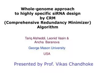 Whole-genome approach to highly specific siRNA design by CRM