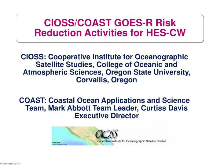 cioss coast goes r risk reduction activities for hes cw