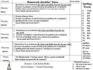 Science : Lab Safety Rules Social Studies : Good Citizenship