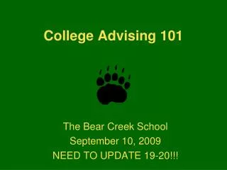 College Advising 101