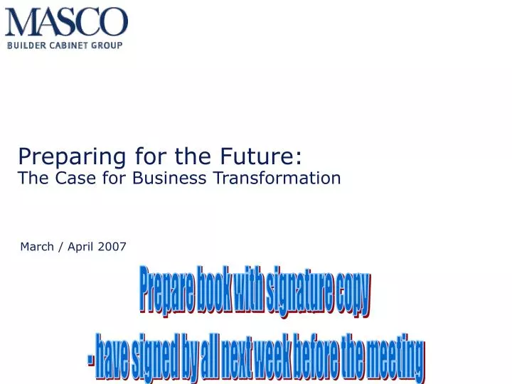 preparing for the future the case for business transformation