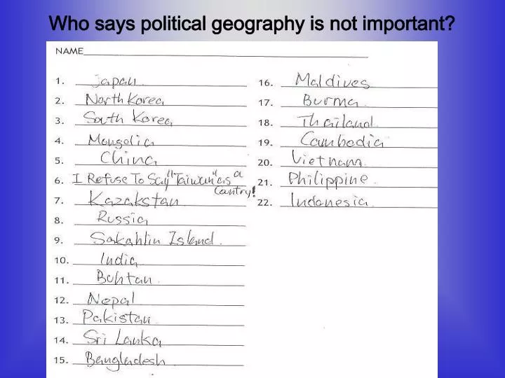 who says political geography is not important