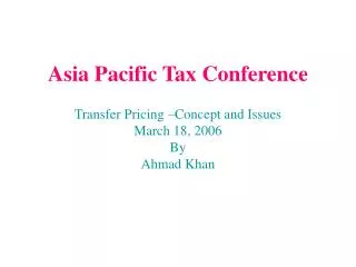 Asia Pacific Tax Conference